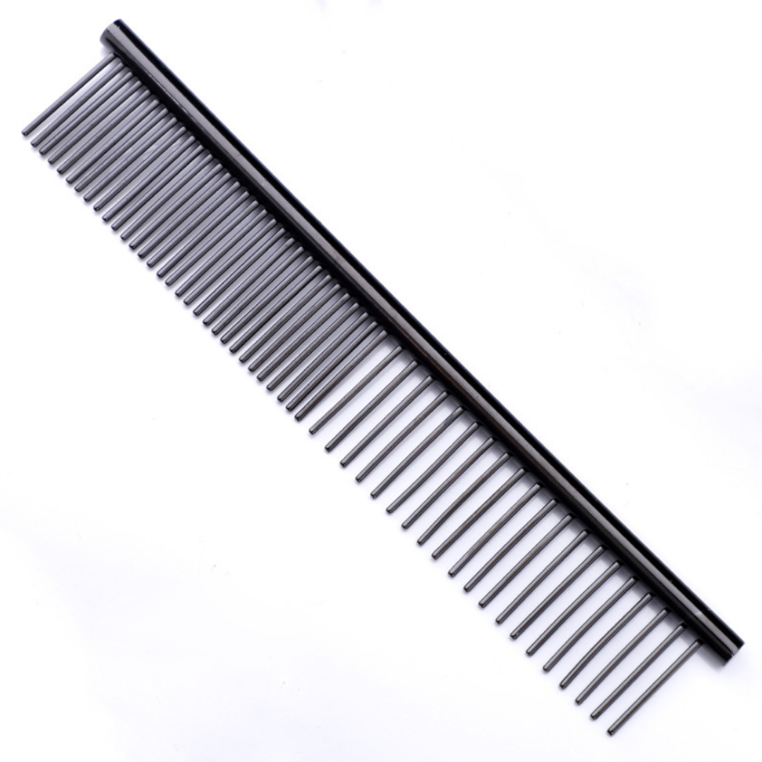 Black Stainless Steel Grooming Comb - Von Hound and Friends