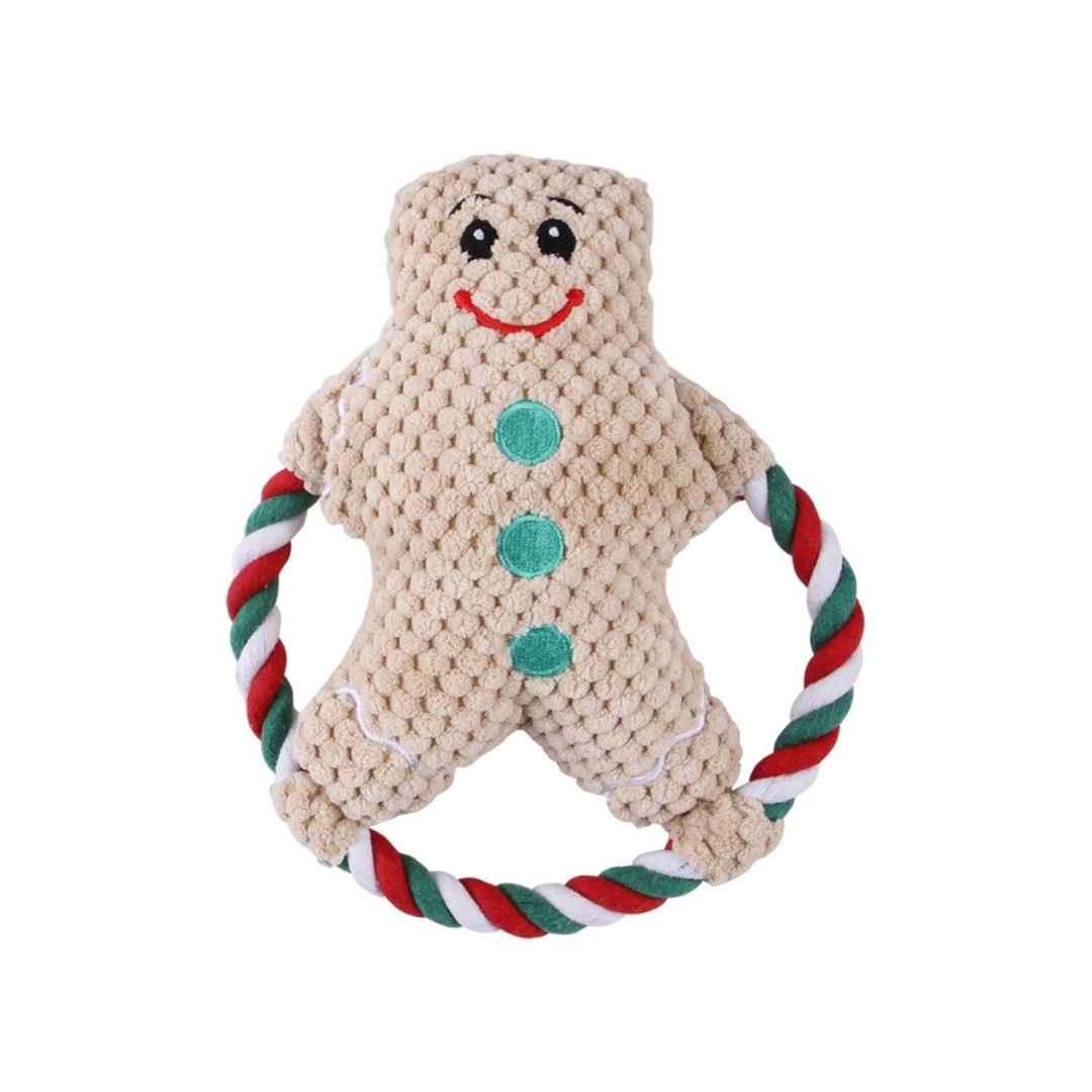 Christmas Gingerbread Man Rope Dog Toy - Von Hound and Friends