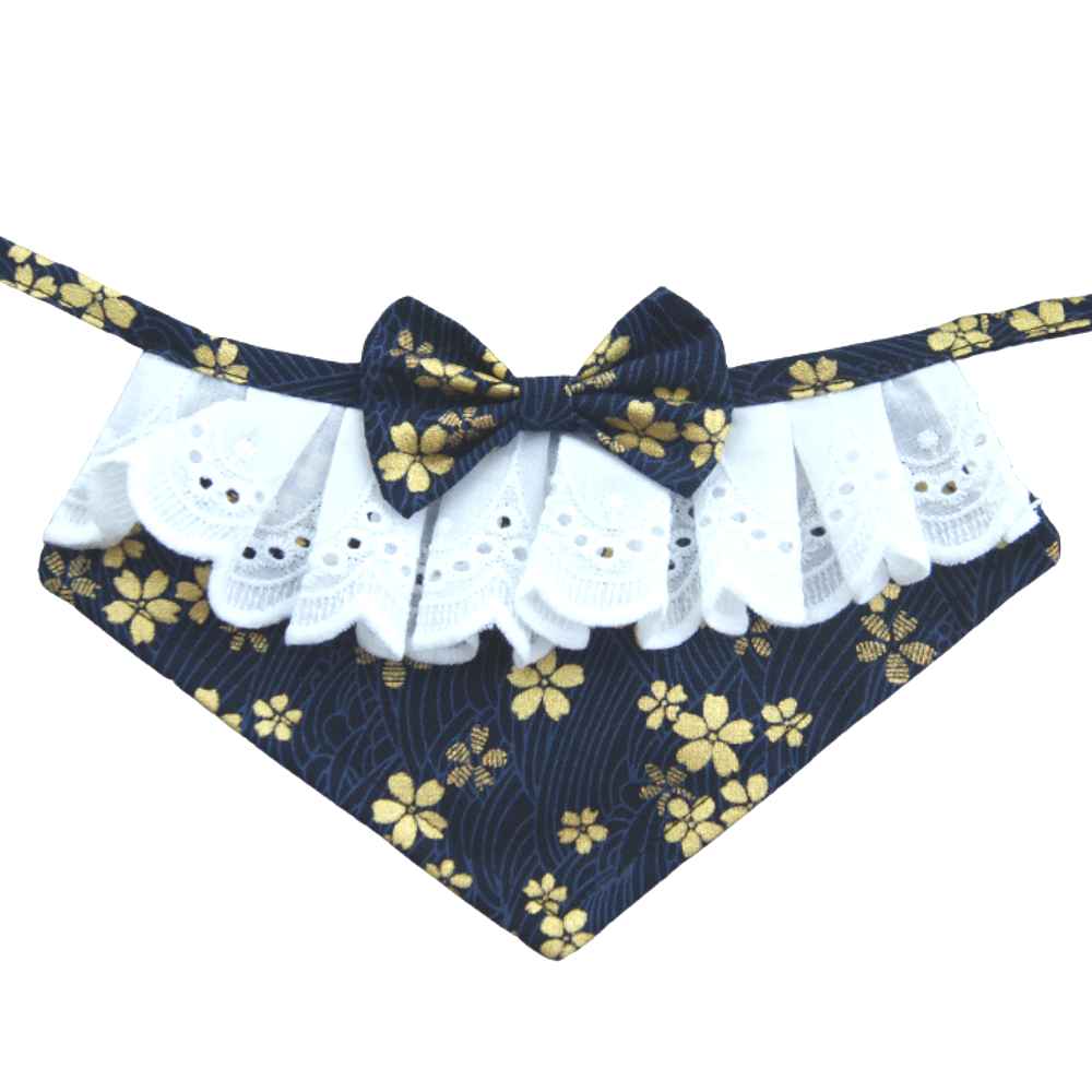 Navy Blue lace frill dog bandana - von hound and friends