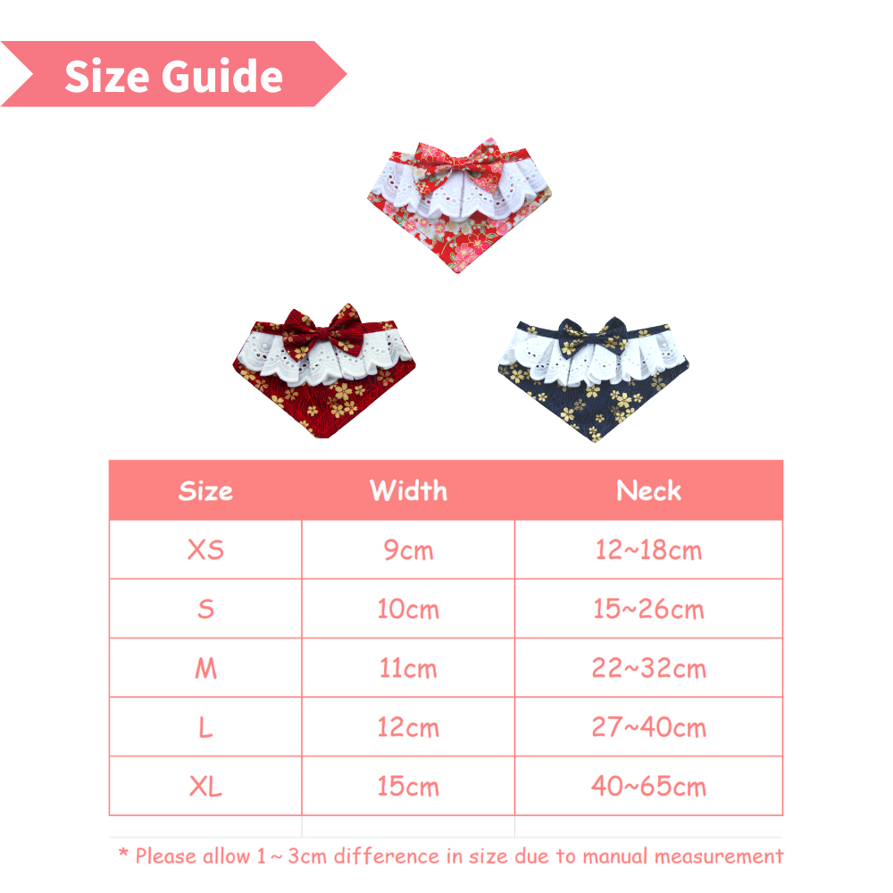 Size Guide lace frill dog bandana - von hound and friends