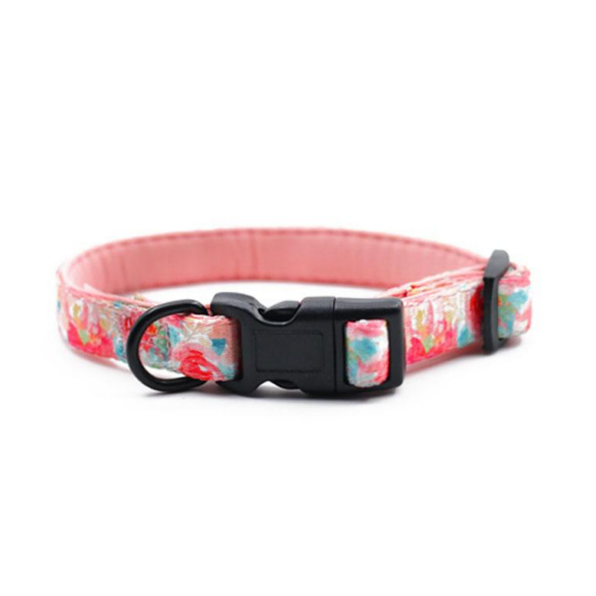 Soft Dog Collar with pink flowers - Von Hound and Friends