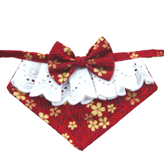 dark red lace frill dog bandana - von hound and friends