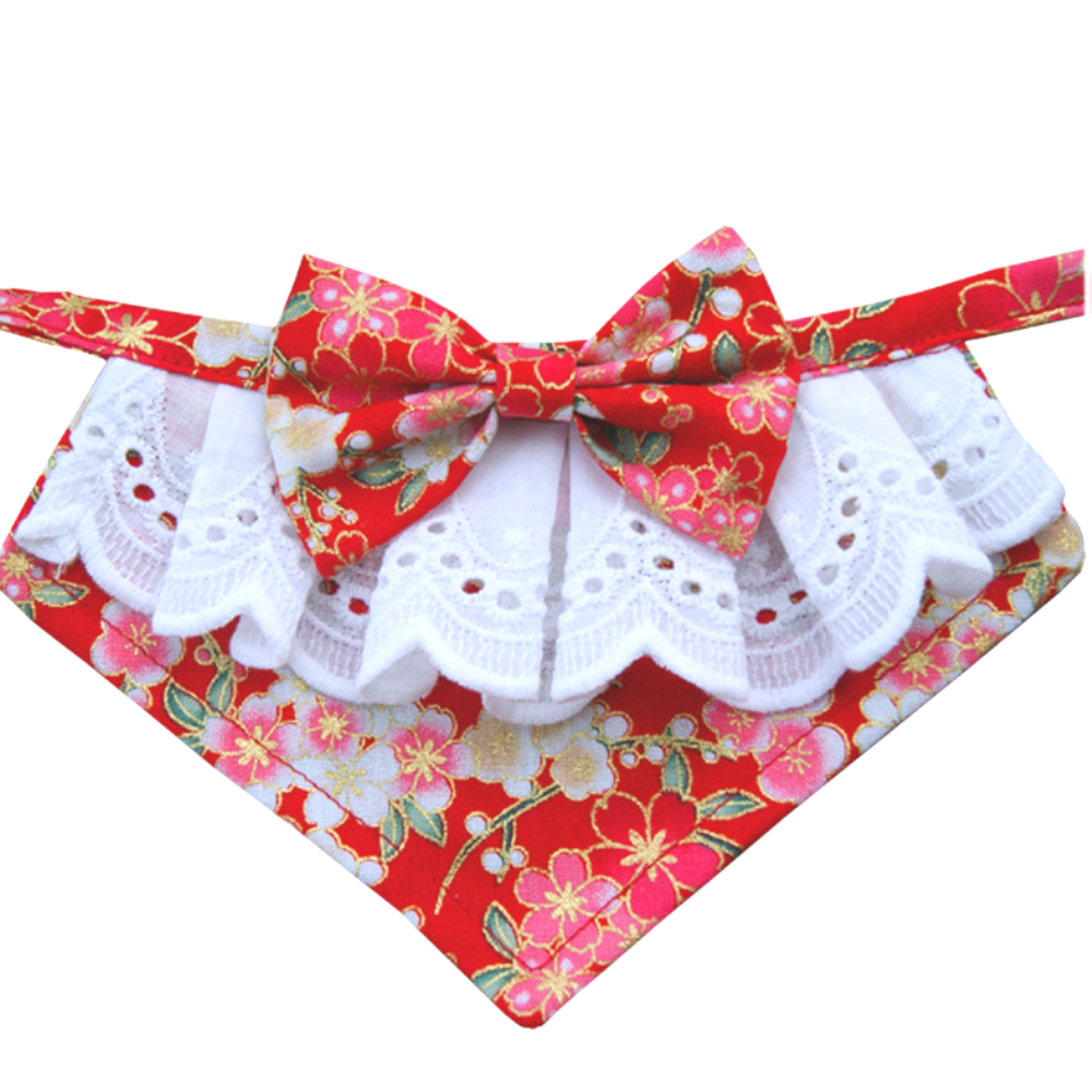 red lace frill dog bandana - von hound and friends